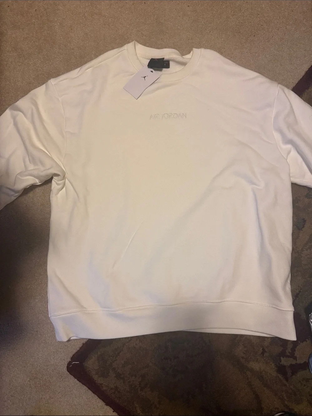 Jordan White Embroidered 'Air Jordan' Crewneck Sweatshirt